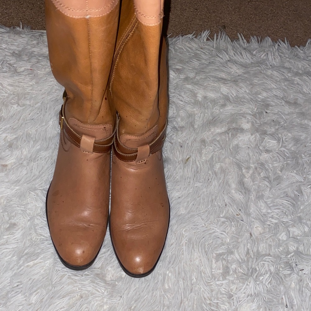 Tan Leather Knee-High Boots